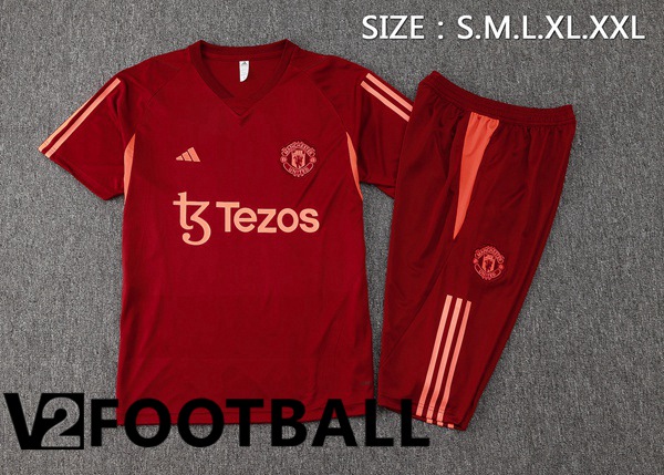 Manchester United Training T Shirt + Shorts Red 2024/2025