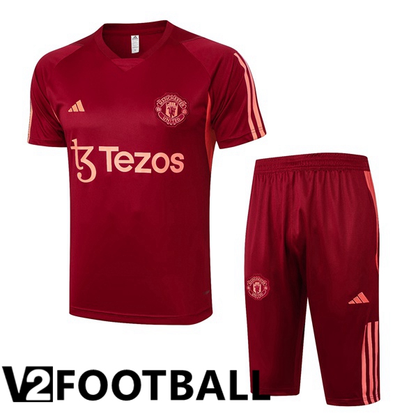 Manchester United Training T Shirt + Shorts Red 2024/2025