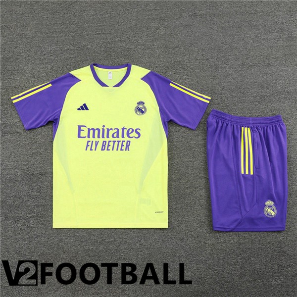 Real Madrid Training T Shirt + Shorts Yellow 2024/2025