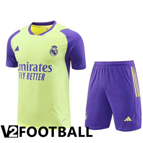 Real Madrid Training T Shirt + Shorts Yellow 2024/2025