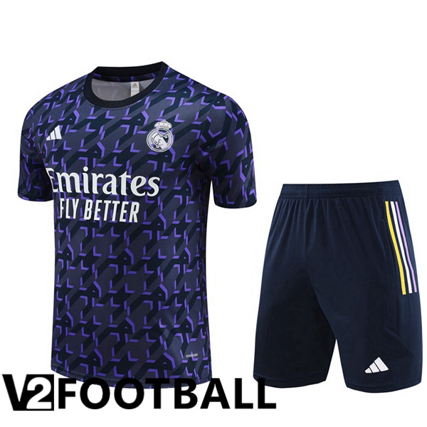 Real Madrid Training T Shirt + Shorts Blue Royal 2024/2025