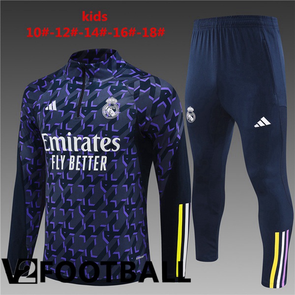 Real Madrid Kids Training Tracksuit Suit Blue Royal 2024/2025
