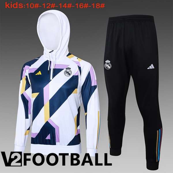 Real Madrid Kids Training Tracksuit Hoodie White 2024/2025