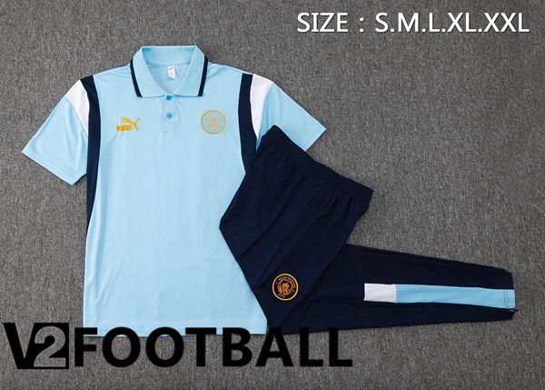 Manchester City Soccer Polo + Pants Blue 2024/2025