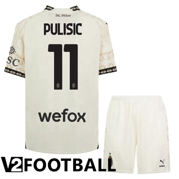 AC Milan (Pulisic 11) Kids Soccer Shirt Fourth Yellow 2023/2024