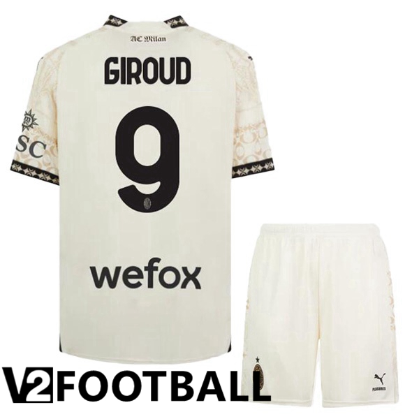 AC Milan (Giroud 9) Kids Soccer Shirt Fourth Yellow 2023/2024