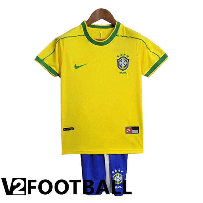 Brazil Retro Kids Soccer Shirt Home 1998