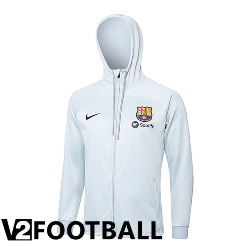 FC Barcelona Training Tracksuit Hoodie Windbreaker Grey Clair 2024/2025