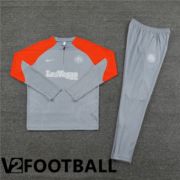 Inter Milan Training Tracksuit Suit Grey Orange 2024/2025