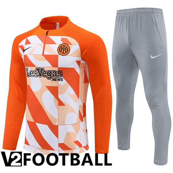 Inter Milan Training Tracksuit Suit White Orange 2024/2025