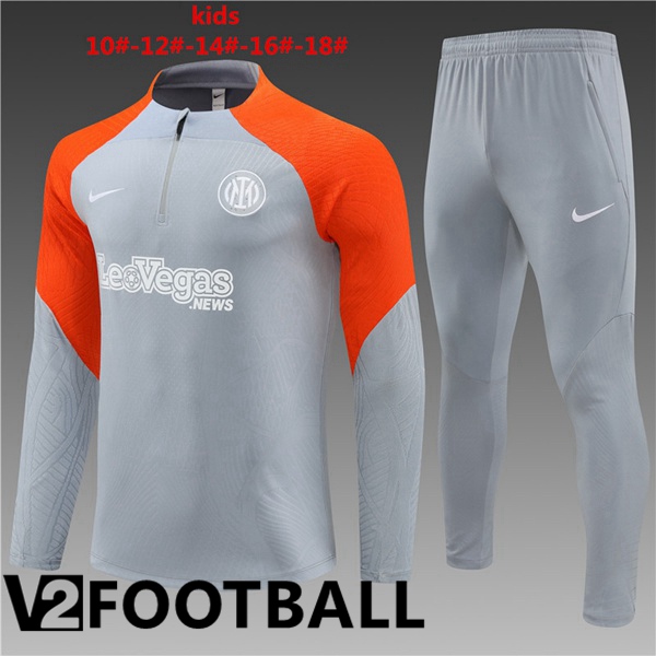 Inter Milan Kids Training Tracksuit Suit Grey Orange 2024/2025