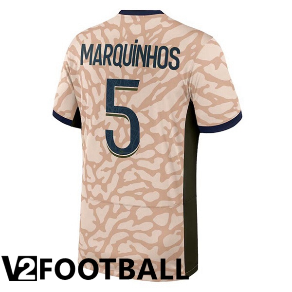 Paris PSG (Marquinhos 5) Soccer Shirt Fourth Pink 2023/2024