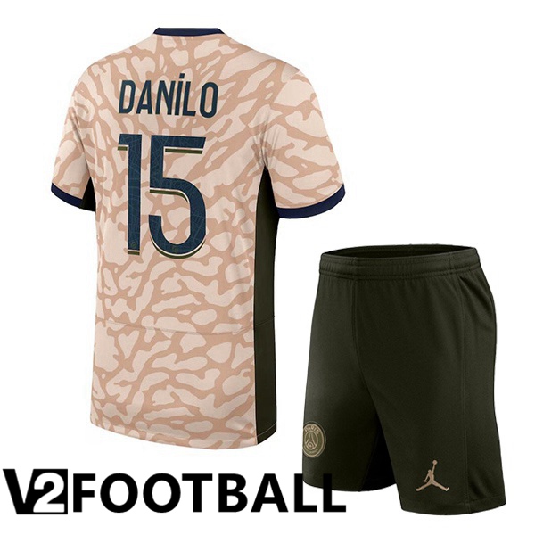 Paris PSG (Danilo 15) Kids Soccer Shirt Fourth Pink 2023/2024