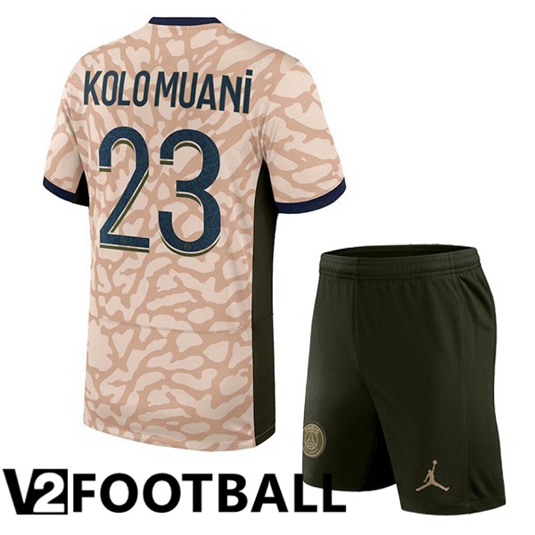 Paris PSG (Kolo Muani 23) Kids Soccer Shirt Fourth Pink 2023/2024