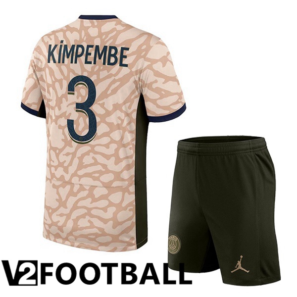Paris PSG (Kimpembe 3) Kids Soccer Shirt Fourth Pink 2023/2024