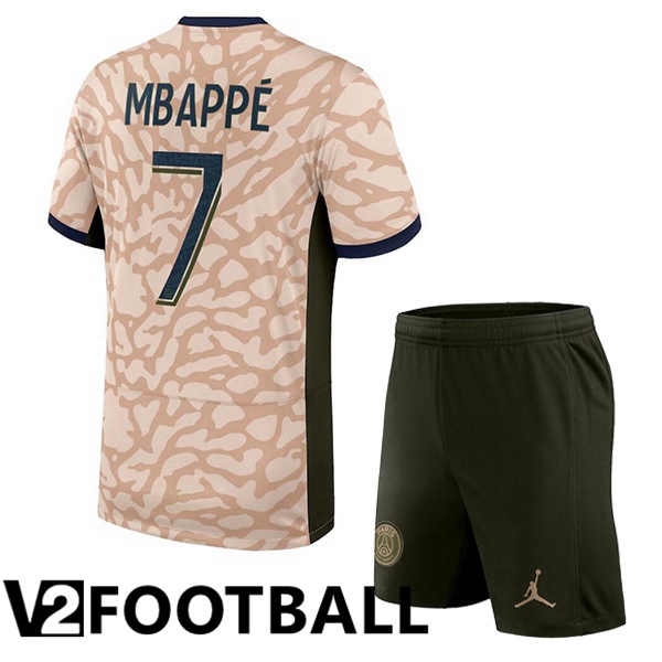 Paris PSG (Mbappé 7) Kids Soccer Shirt Fourth Pink 2023/2024