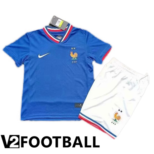 France Kids Soccer Shirt Home Blue Version Fuite UEFA Euro 2024