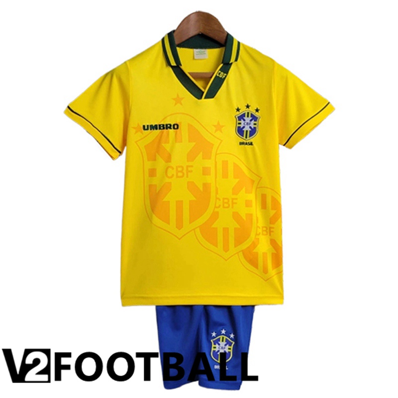 Brazil Retro Kids Soccer Shirt Home 1994