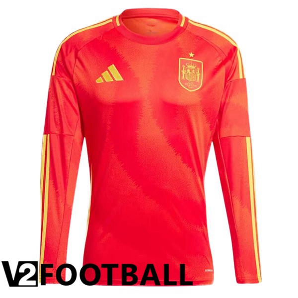 Spain Home Soccer Shirt Long sleeve Red 2024/2025