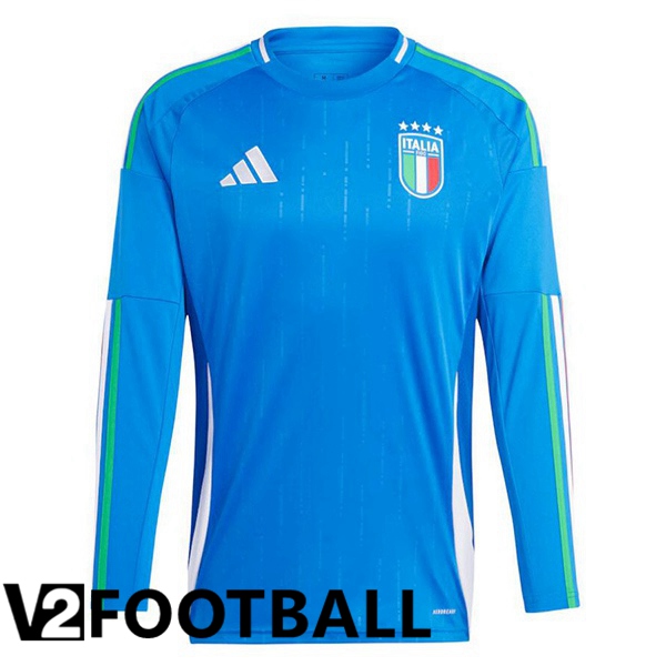 Italy Home Soccer Shirt Long sleeve Blue 2024/2025