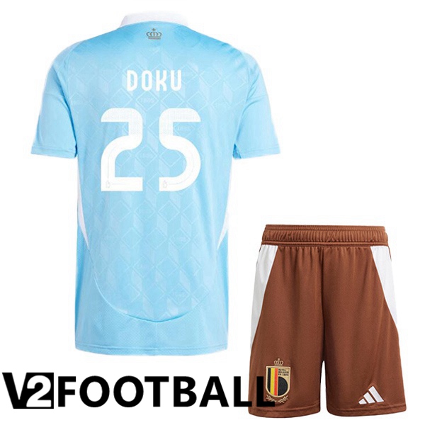 Belgium (DOKU 25) Kids Away Soccer Shirt Blue 2024/2025