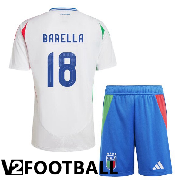 Italy (BARELLA 18) Kids Away Soccer Shirt White 2024/2025