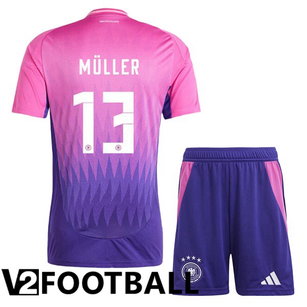 Germany (MÜLLER 13) Kids Away Soccer Shirt Pink Purple 2024/2025