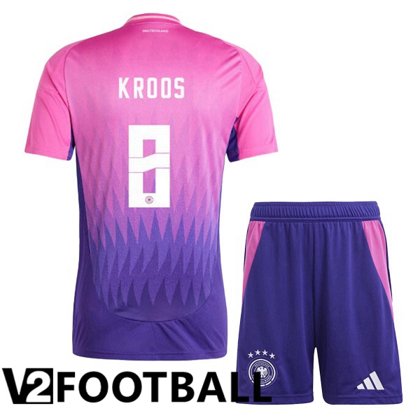 Germany (KROOS 8) Kids Away Soccer Shirt Pink Purple UEFA Euro 2024