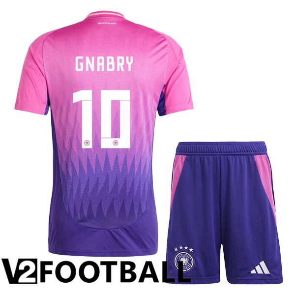 Germany (GNABRY 10) Kids Away Soccer Shirt Pink Purple UEFA Euro 2024