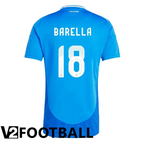 Italy (BARELLA 18) Home Soccer Shirt Blue UEFA Euro 2024