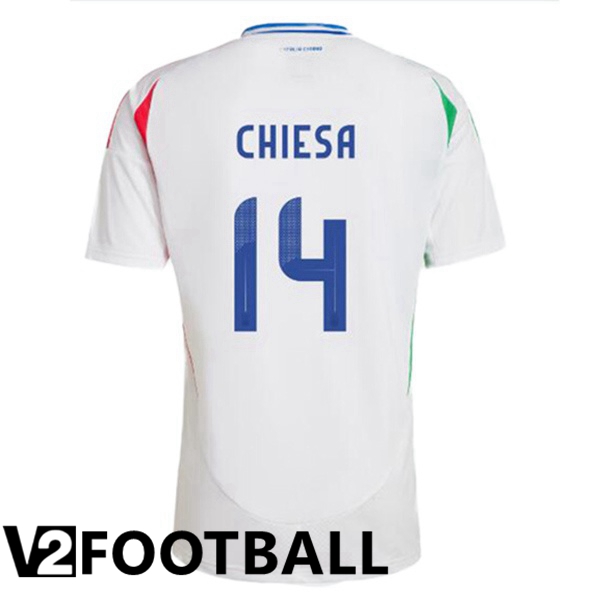 Italy (CHIESA 14) Away Soccer Shirt White UEFA Euro 2024