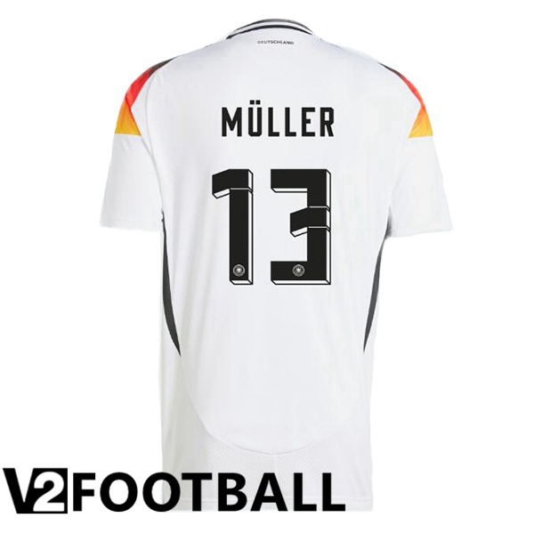 Germany (MÜLLER 13) Home Soccer Shirt White UEFA Euro 2024