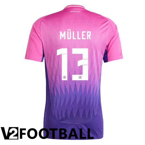Germany (MÜLLER 13) Away Soccer Shirt Pink Purple UEFA Euro 2024