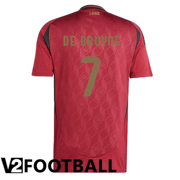 Belgium (DE BRUYNE 7) Home Soccer Shirt Red UEFA Euro 2024