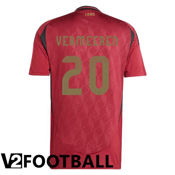 Belgium (VERMEEREN 20) Home Soccer Shirt Red UEFA Euro 2024