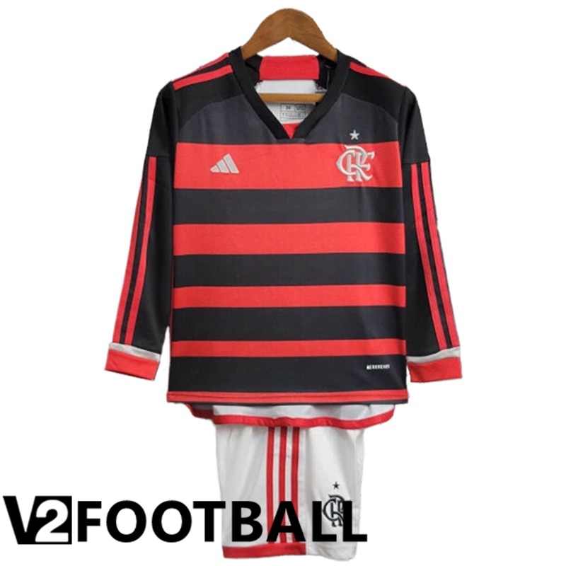Flamengo Kids Home Soccer Shirt Long Sleeve 2024/2025