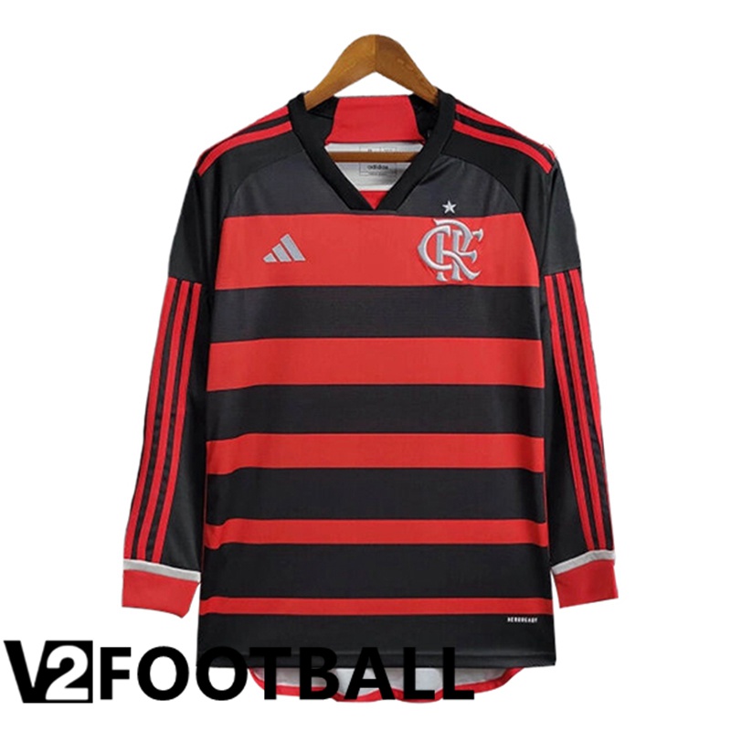Flamengo Home Soccer Shirt Long Sleeve 2024/2025