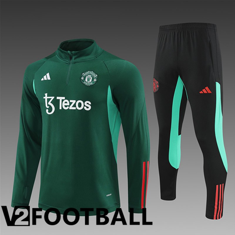 Manchester United Kids kit Training Tracksuit Green/Black 2024/2025