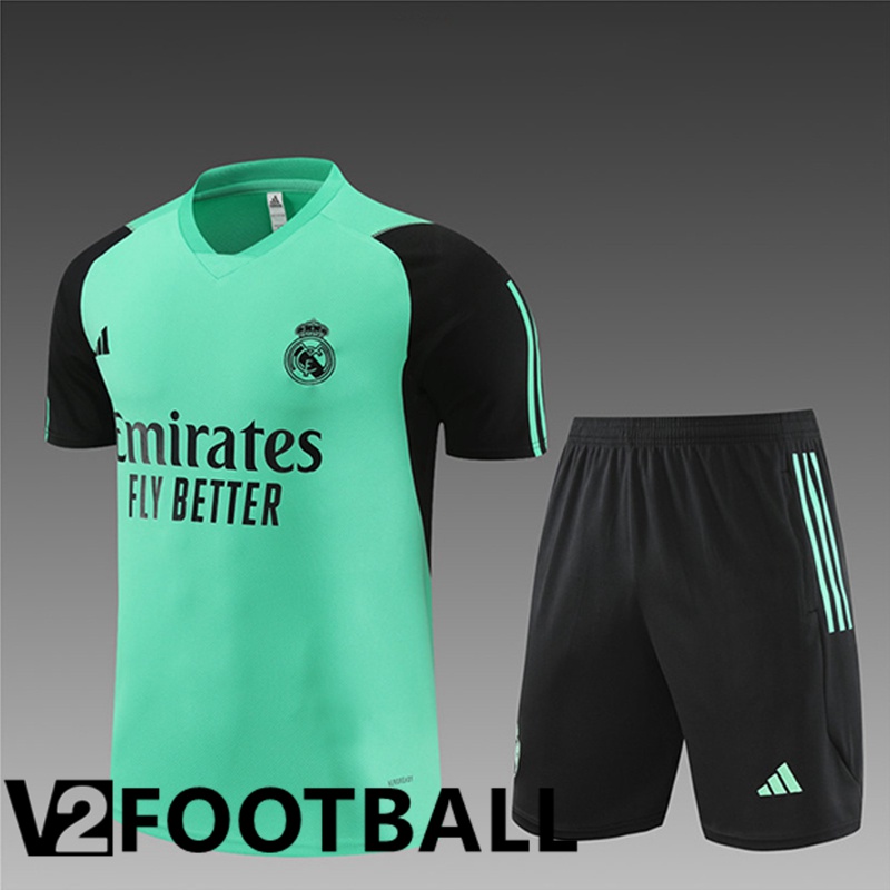 Real Madrid Kids kit Training T Shirt + Shorts Green/Black 2024/2025