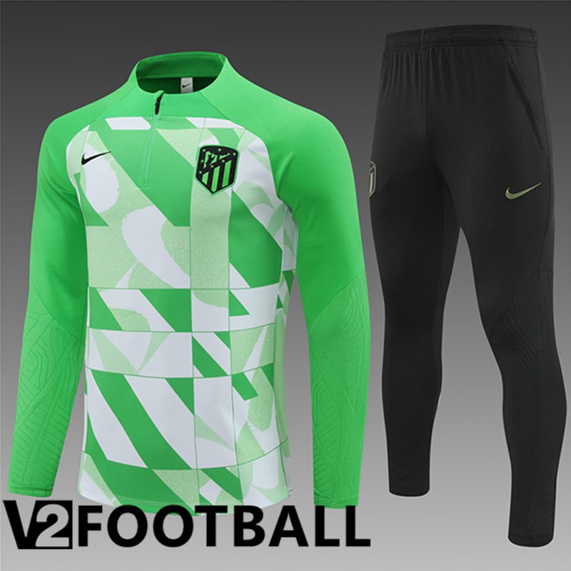 Atletico Madrid Kids kit Training Tracksuit Green/White 2024/2025