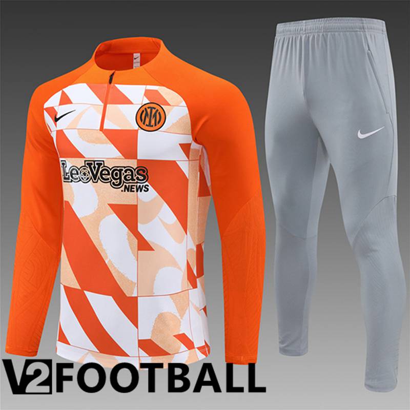 Inter Milan Kids kit Training Tracksuit Orange/White 2024/2025