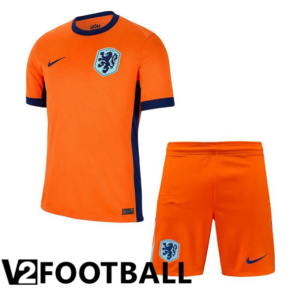 Netherlands Kids Home Soccer Shirt Orange 2024/2025