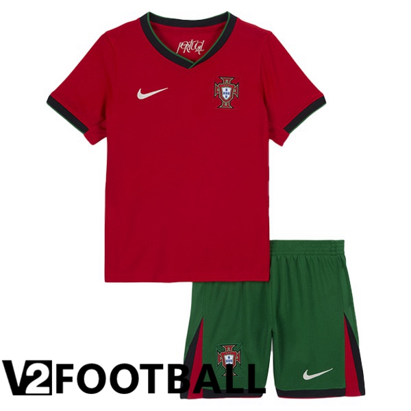 Portugal Kids Home Soccer Shirt Red 2024/2025