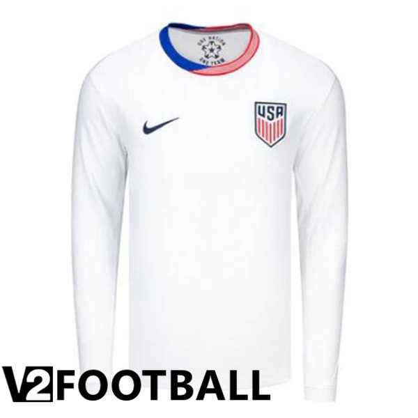 USA Home Soccer Shirt Long Sleeve White 2024/2025