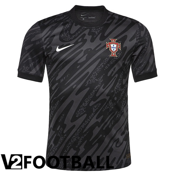 Portugal Goalkeeper Soccer Shirt Black 2024/2025