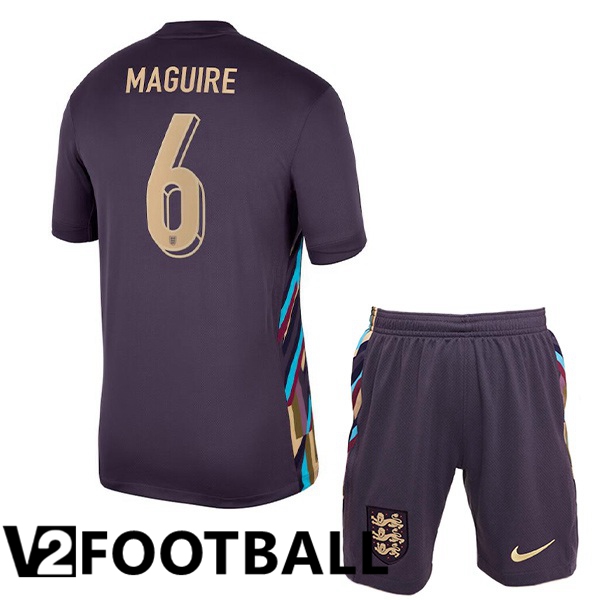 England (Maguire 6) Kids Away Soccer Shirt Purple 2024/2025