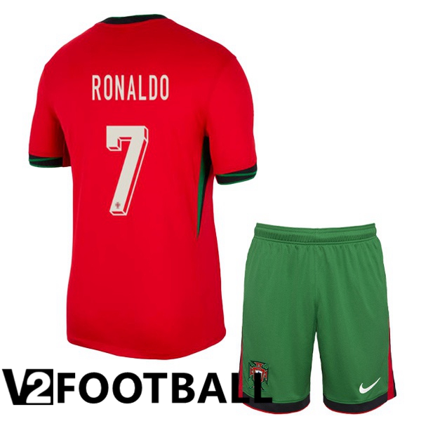 Portugal (RONALDO 7) Kids Home Soccer Shirt Red 2024/2025
