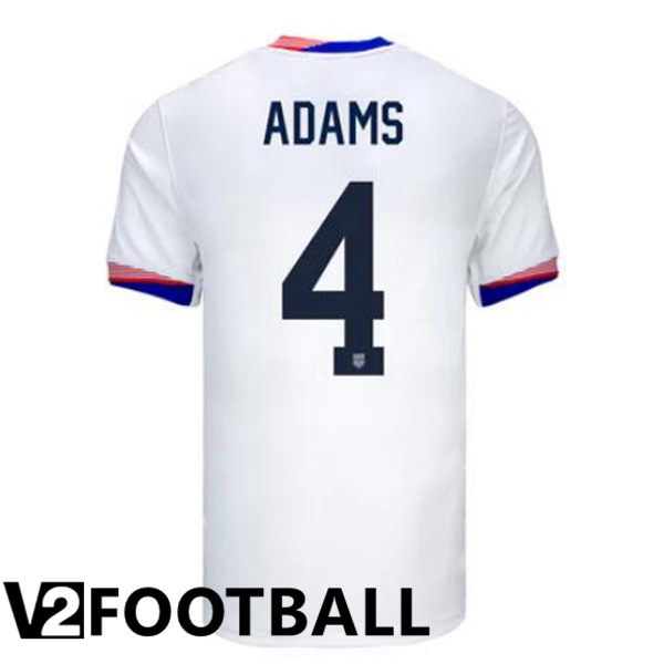 USA (Adams 4) Home Soccer Shirt White 2024/2025