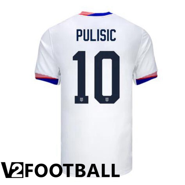 USA (Pulisic 10) Home Soccer Shirt White 2024/2025
