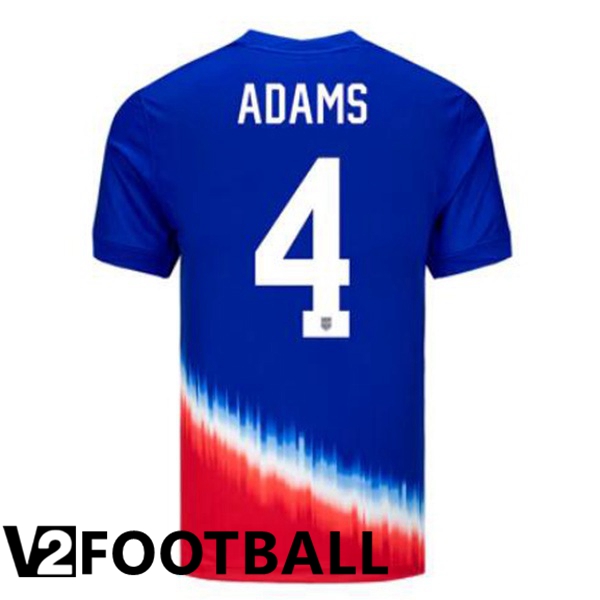 USA (Adams 4) Away Soccer Shirt Blue 2024/2025